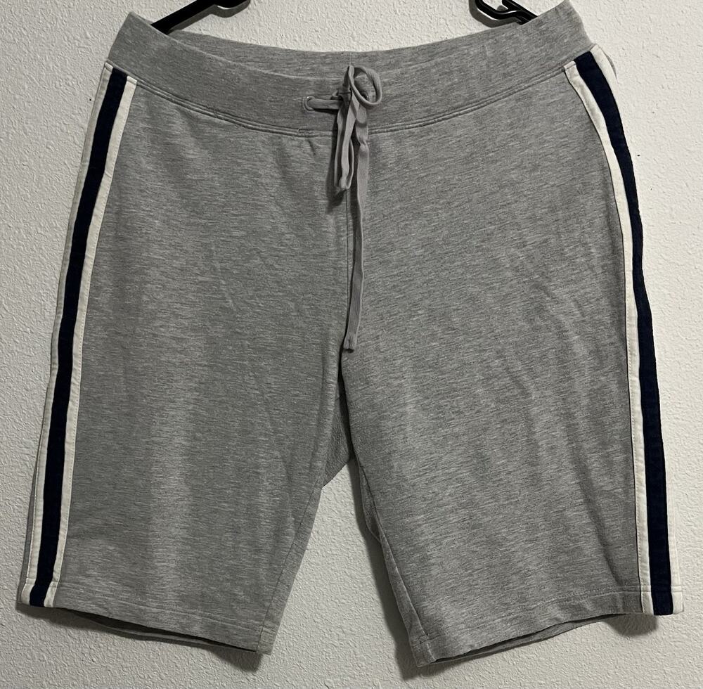 N.Y.L. Men's Gray Solid Knit Sweat Shorts, Cotton Blend, Drawstring, Pockets